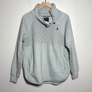 Abercrombie & Fitch Womens Pullover Sweater‎ L Gray Quilted Pocket Cozy Preppy